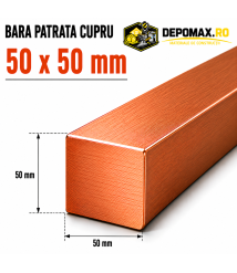 Bara patrata cupru 50 x 50 mm – lungime 3 metri – Cu-ETP